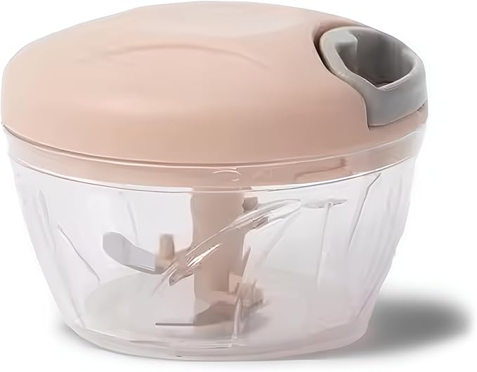 Generic Manual Vegetable Cutter Chopper, Hand Pull String Fruit and Vegetable Chopper and Mincer, Stainless Steel Blades, BPA Free (Pink, 500ml), VS2024-04