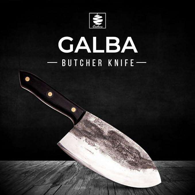 COOLINA Galba Butcher Knife, Full Tang Wide Blade, All-around Kitchen Knife for Meats and Bones
