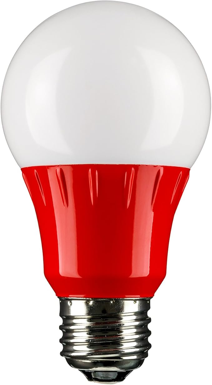 Sunlite 40471 LED A19 Colored Light Bulb, 3 Watts (25w Equivalent), E26 Medium Base, Non-Dimmable, UL Listed, Party Decoration, Holiday Lighting, 6 Count, Red