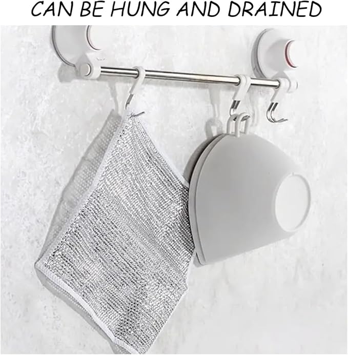 10 PCS Multipurpose Wire Dishwashing Rag for Wet and Dry,Non-Scratch Wire Dishcloth,Scrubbing Wire Dishwashing Rags,Time-Saver Kitchen Wipes Cleaning Cloths (Double Layer)