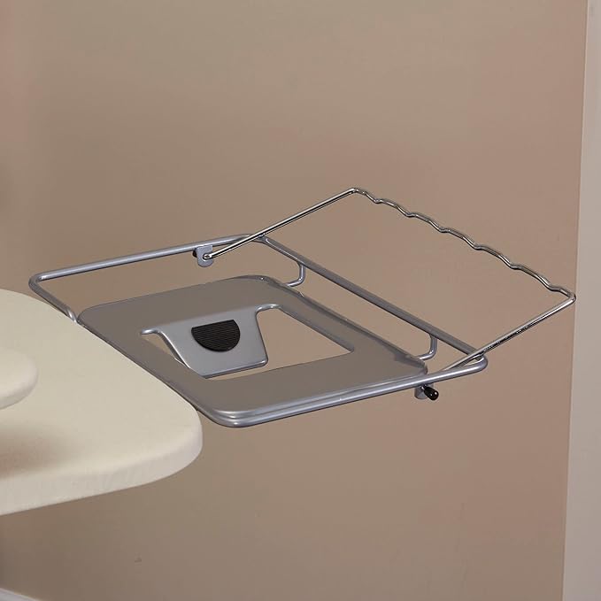 Household Essentials Wide Mega Ironing Board 4-Leg, Steel Top Pressing Station, Heat-Resistant Fiber Pad and Cotton Cover, Includes Sleeve Board and Iron Rest with Hanger Bar, Silver Frame