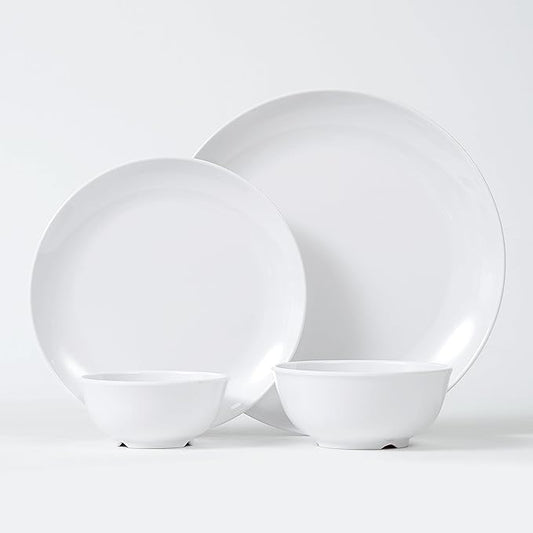 16Pcs Melamine Dinnerware Sets, Plates and Bowls Sets for 4, Lightweight and Unbreakable Dish Set for Camping, Picnic,RV, Dishwasher Safe,BPA Free