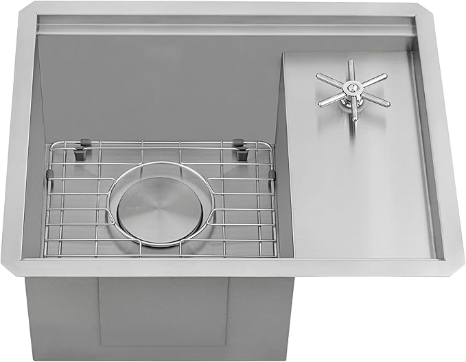 Ruvati Glass Rinser and Sink Combo 22 inch Workstation for Wet Bar Bottle Washer Undermount - RVH8542ST