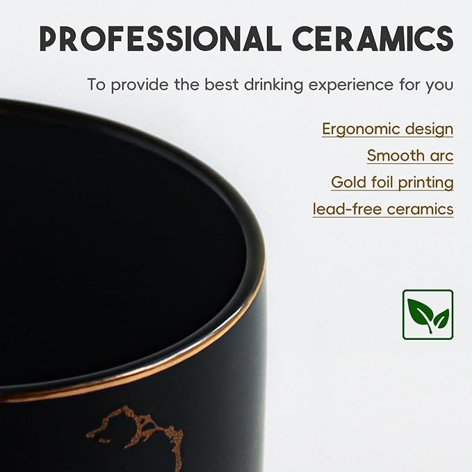 harebe 22 OZ Ceramic Extra Large Black Gold Marble Coffee Mug, Oversized Hot Tall Latte Mugs, Big Giant Cup for Men