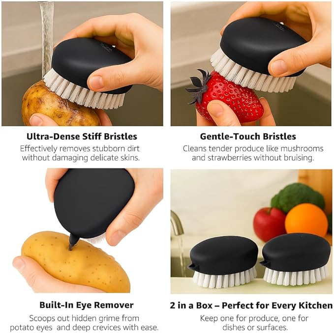 Heavy-Duty Vegetable Brush – Deep-Clean, Dual-Texture (2-Pack)