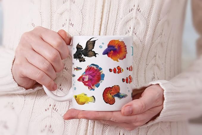 MUGBREW Fresh Water Aquarium Fishes Ceramic Coffee Mug Tea Cup, 11 OZ