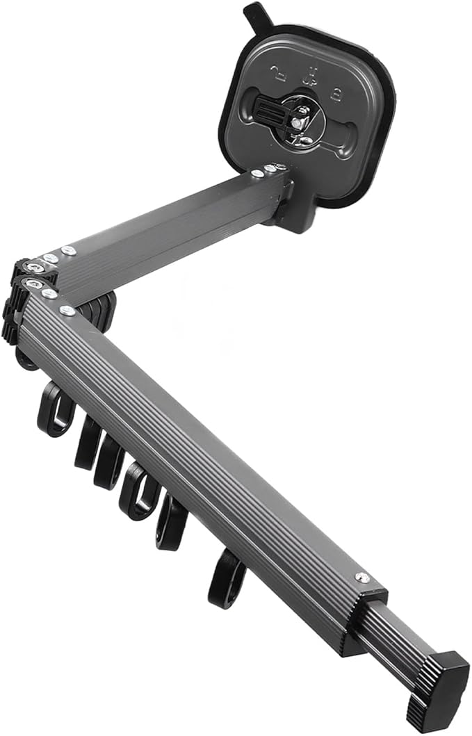 GOTOTOP 吸盤式物干し Retractable Laundry Rack, Aluminium, Space Saving Clothes Drying Rack with Strong Suction Cups, 92cm for Indoor and Outdoor Use