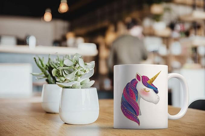 MUGBREW Black White Unicorns Ceramic Coffee Mug Tea Cup Fun Novelty, 11 OZ