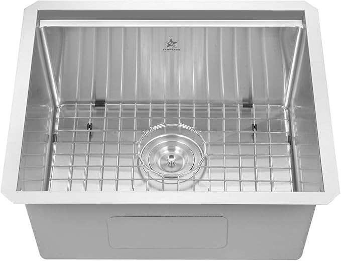 STARSTAR Workstation Ledge Undermount Single Bowl 304 Stainless Steel Kitchen Sink, With Grid, Colander, Cutting Board (21 x 18)