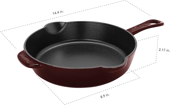 STAUB Cast Iron 8.5-inch Traditional Deep Skillet - Grenadine