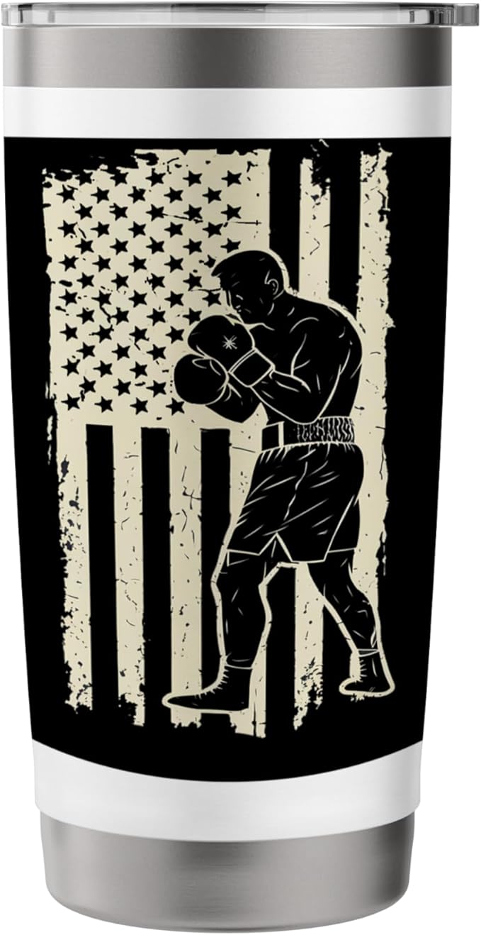 American Flag Boxing Patriotic Boxer Stainless Steel Insulated Tumbler