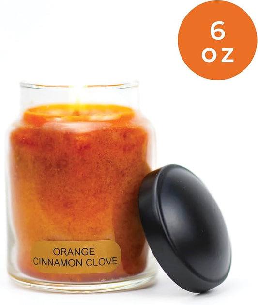 A Cheerful Giver - Orange Cinnamon Clove Baby Scented Glass Jar Candle (6oz) with Lid & True to Life Fragrance Made in USA