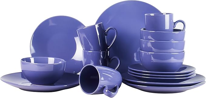 Color Wave Stoneware 16pc Dinnerware Set, Light Blue