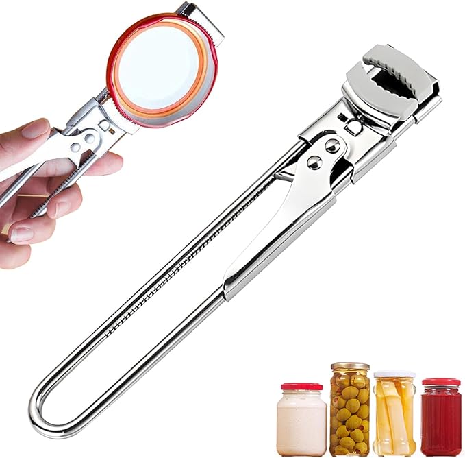 Adjustable Stainless Steel Jar Opener, Easy Grip Jar Opener for Weak Hands, Multifunctional Bottle & Lid Opener Kitchen Accessories (1PC)