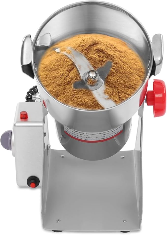1000g Electric Grain Grinder Stainless Steel 304 Commercial High Speed 30000r/min 3600W Powder Mill for Wheat Corn Spices Grain Dry Rice Nursing Homes Hospitals