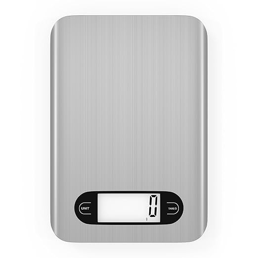 Qzzhizhao Digital Kitchen Scale, 17 Pounds Capacity Food Scale with LCD Display, Weight Grams and Ounces for Cooking and Baking, Stainless Steel Platform, Anti-Splash