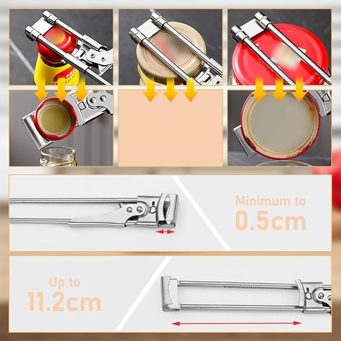 Adjustable Multifunctional Stainless Steel Can Opener, Adjustable Grip Jar Opener Multifunctional Retractable Bottle Opener, Manual Can Openers Jar Lid Gripper Cover Remover Kitchen Gadget (A#1PCS)