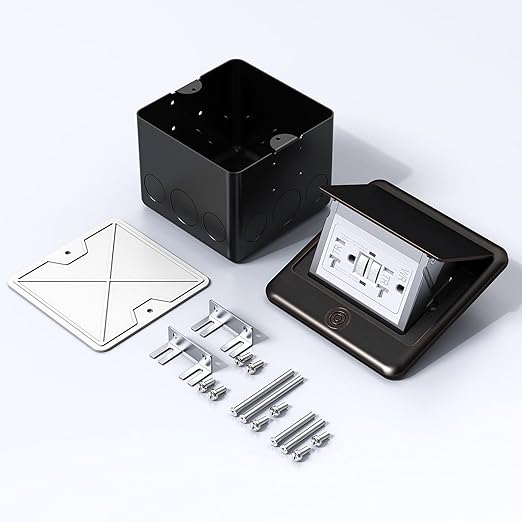 KYHSHJ Pop Up Floor Electrical Outlet with 20 Amp Stainless Steel GFCI Tamper Receptacle Outlet, Corrosive Resistant Hardware，ETL Listed，(Oil Rubbed Bronze)
