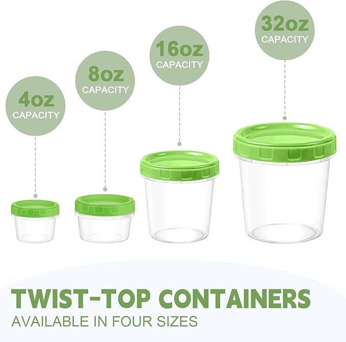 8 oz Plastic Containers with Lids, 24 Pack Stackable Small Freezer Container, Reusable Clear Food Storage Meal Prep Containers for Snack Fruit, Microwave & Dishwasher Safe, with Pen & Brush