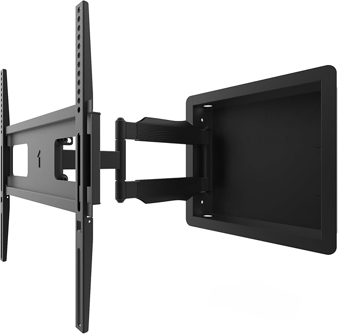 Kanto R300 Recessed In-Wall Full Motion Articulating TV Mount for 32-inch to 55-inch TVs | Ultra Low Profile | Swivel and Tilt Capable | Cable Management for Clean Setup | Black