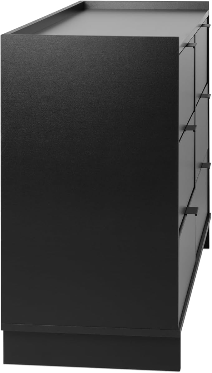 Prepac Simply Modern 6-Drawer Double Dresser for Bedroom, Chest of Drawers, Modern Bedroom Furniture, 52.5” wide x 16” deep x 29.5” tall, Black