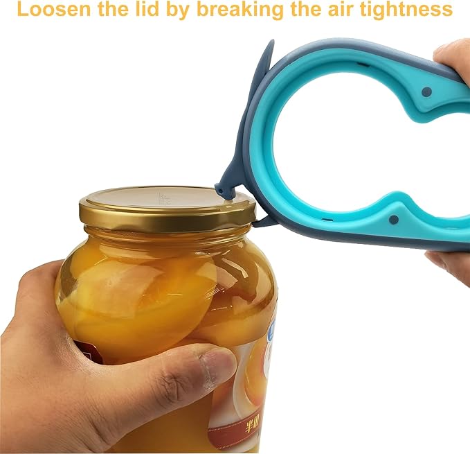 Otstar 6-in-1 Jar Opener & Bottle Opener Set for Weak Hands - Multi-Function Kitchen Opener Tool for Seniors with Arthritis, Elderly - Includes Jar Lid Gripper Pad, Corkscrew Opener