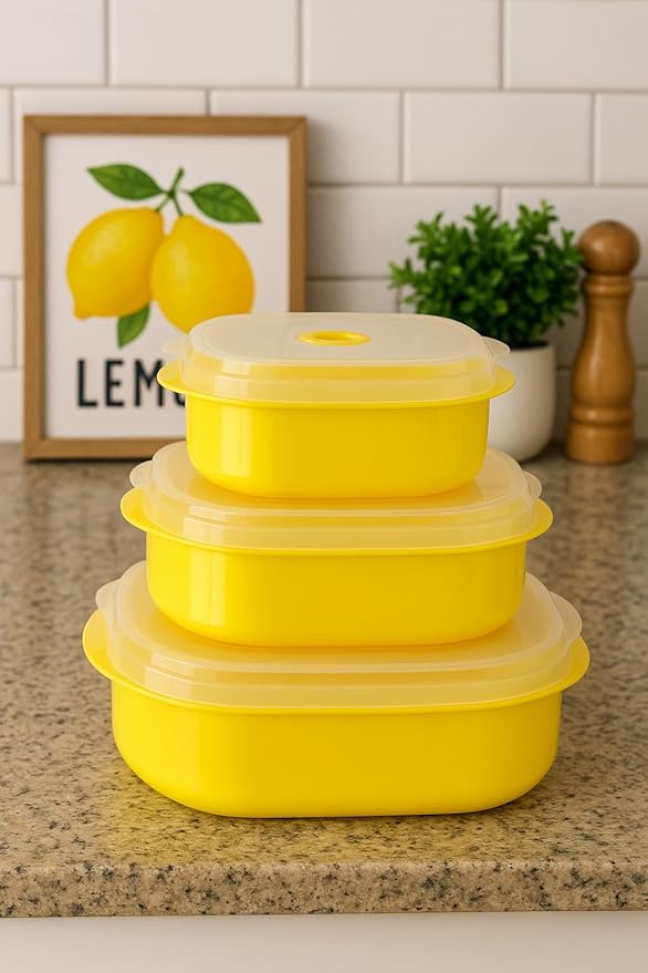 Reston Lloyd Calypso Basics Microwave Cookware, Steamer and Storage Set, Orange, Multiple Sizes, 6-Piece
