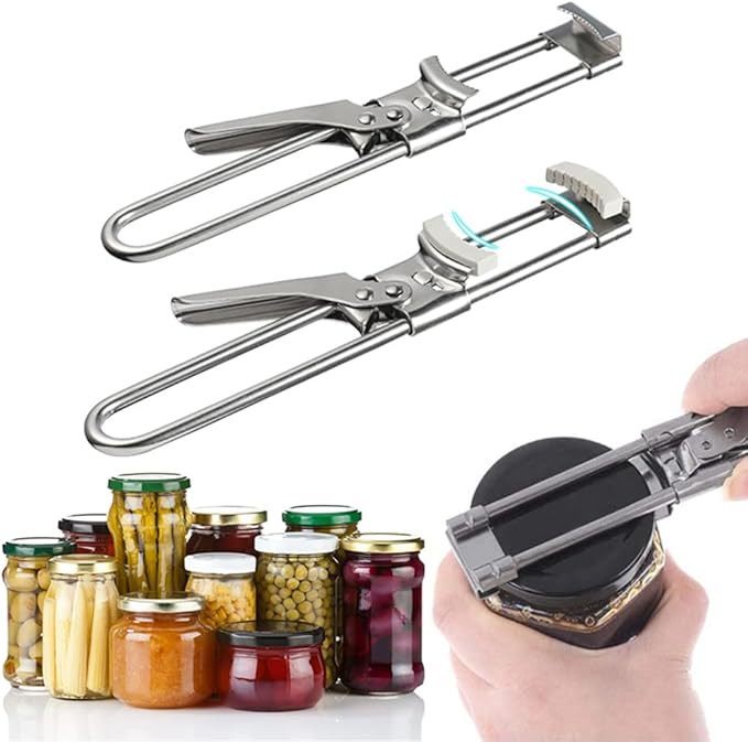 2026 Upgrade Adjustable Stainless Steel Jar Opener, Multifunctional Stainless Steel Can Opener Bottle Jar Lid Gripper Household Kitchen Tool for Weak Hands Seniors and Kids (1)
