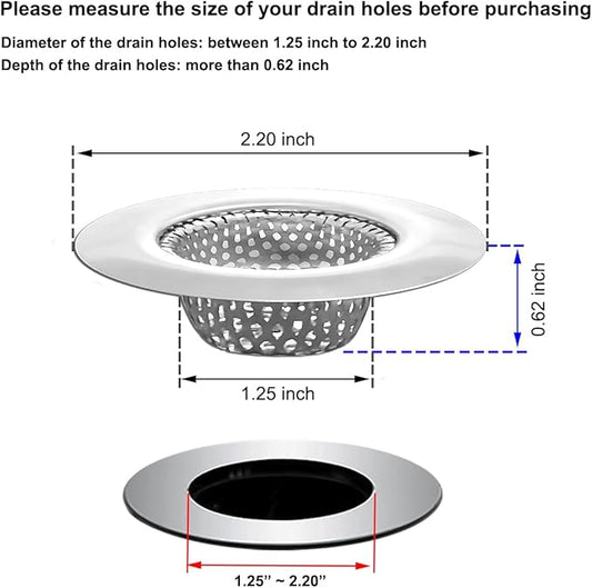 1.25" Small Drain Strainer, Sink Drain Hair Catcher, Bathroom Sink Strainer, 2PCS Drain Mesh Baskets for Laundry, Mop Pool, Utility, Slop, RV Sink, Stainless Steel Drain Filter