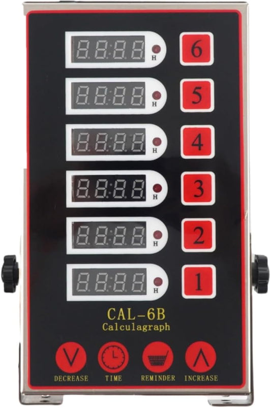 6 Channel Kitchen Timers for Cooking,Commercial Kitchen Timer Stainless Steel LED Technology Kitchen Timer Digital, Restaurant Kitchen Supplies,Reminder Function, Loud Alarm 110v