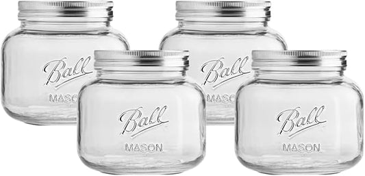 Ball Decorative Glass Mason Jar, Half Gallon Size, 64 OZ (Pack of 4)