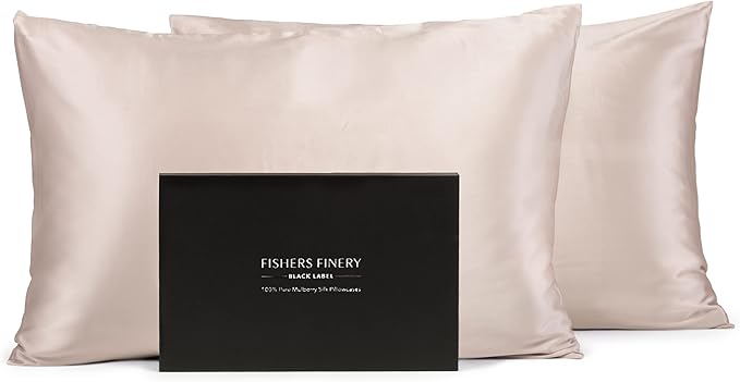 Fishers Finery 30mm 100% Pure Mulberry Silk Pillowcase Set, Quality Tested (Taupe, King, 2 Pack)