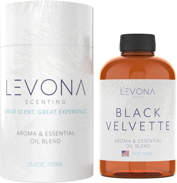 Levona Scent Essential Oil - Fresh Aroma for Home, Office, Hotel & Spa, Perfect in Humidifiers and Diffusers, Luxury Fragrance, with Fir Needle & Salty Sea Air Notes - 700ml/ 23 fl oz, Black Velvette