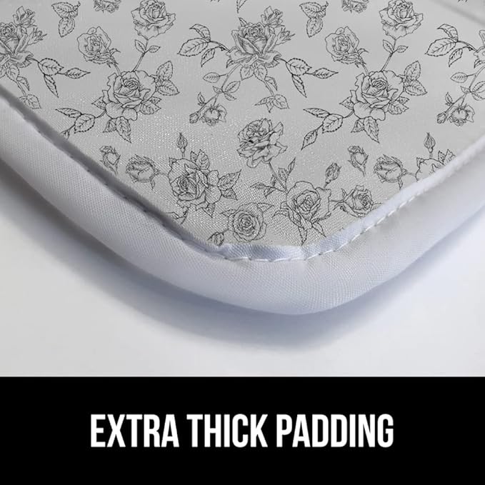GORILLA GRIP Ironing Mat, Portable Iron Pad, Magnetic Cover for Top of Laundry Washer, Dryer, Table Top, Countertop Blanket, Silicone Coating and Scorch Resistant, Travel Size 28x24, Gray Floral