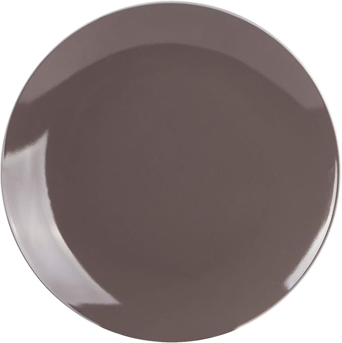 Stoneware Coupe Shape 12pc Dinnerware Set, Outside White + Inside Taupe