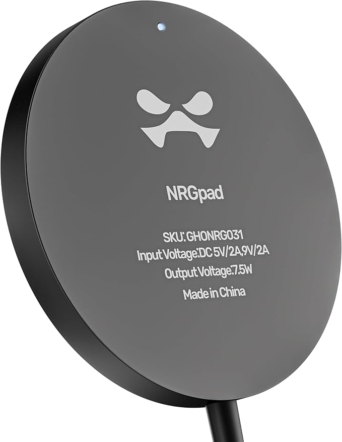 Ghostek NRGpad MagSafe Wireless Charger, 15W Fast Charging Pad for iPhone 16/15/14/13/12 Series & AirPods, Magnetic Charger with USB-C, Premium Design (Black, MagSafe Charger)