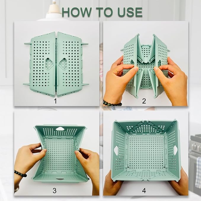 2 Pcs Collapsible Colanders Foldable Strainers - Kitchen & Camping Basket for Fruits, Pasta, Vegetables, Berries - Space Saving, Stackable Storage, Picnic Essentials