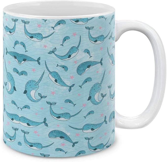 MUGBREW Narwhals Pattern Ceramic Coffee Mug Tea Cup, 11 OZ