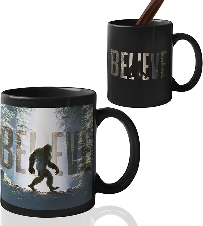 Onebttl Bigfoot Gifts for Men, Sasquatch Heat Sensitive Coffee Mug, Ceramic Color Changing Mug, Perfect for Bigfoot Believers