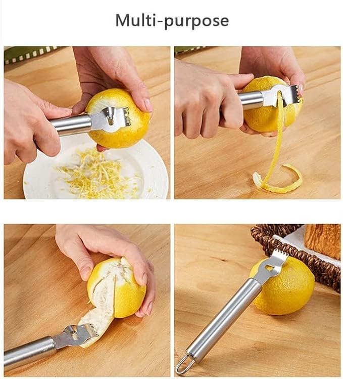 2Pcs Stainless Steel Lemon Zester Grater with Hole Citrus Orange Peeling Tool Fruit Peelers Mandolines and Slicers Graters, Peelers and Slicers