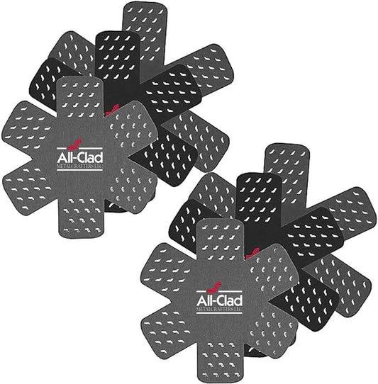 All-Clad Premium Cookware Protectors: Pot and Pan Protectors for Kitchen Organization - Perfect for Cast Iron, Steel, or Glass, 6-Piece, Black/Gray