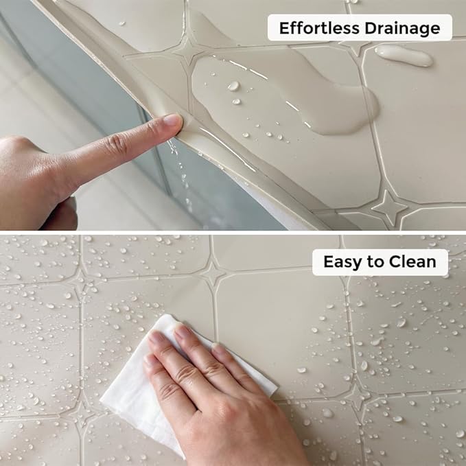 34" x 22" Under Sink Liner and Protector for Bottom of Kitchen Sink Beige, Waterproof Under-Sink Organizers Sink Mat Protectors, Flexible Silicone Drip Tray Pet Food Mats