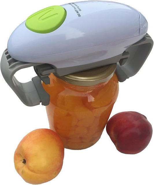Electric Jar Opener, Jar opener, Automatic Jar Opener, Automatic Jar Opener for seniors with arthritis, fits almost all lid sizes, Not applicable to plastic jars(white)