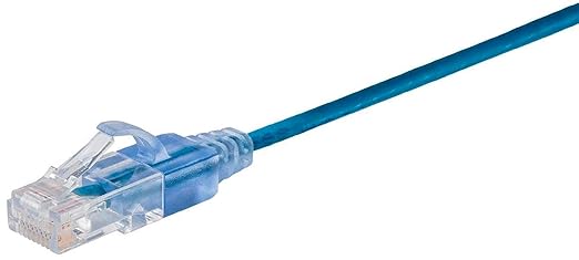 Monoprice Cat6A 25ft Blue 5-Pk Patch Cable UTP 30AWG 10G Pure Bare Copper Snagless RJ45 SlimRun Series Ethernet Cable