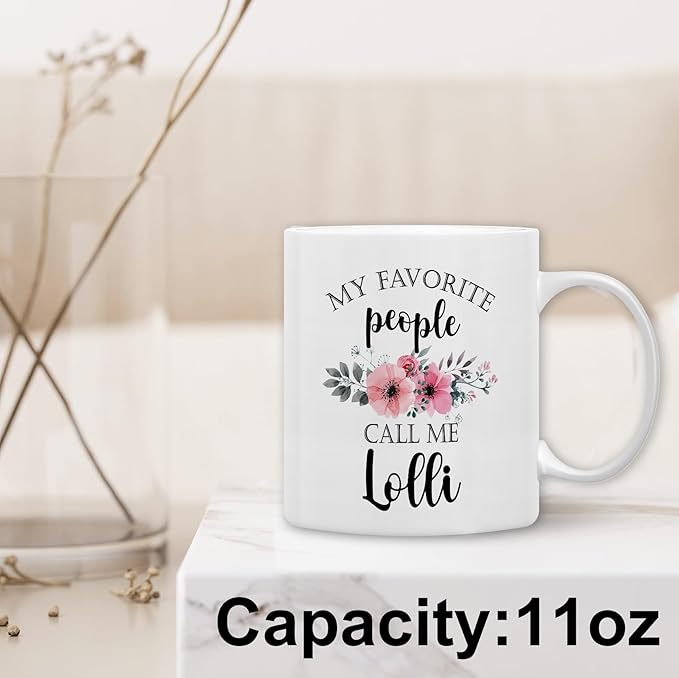 QASHWEY Lolli Coffee Mug, Lolli Gifts for Grandma, LolliGifts from Grandkids, Grandma Coffee Mugs, Mothers Day Mug Tea Cup Gifts forLolli,My Favorite People Call MeLolli CoffeeCup Ceramic 11oz