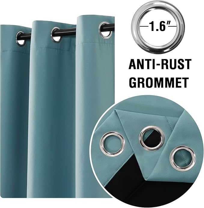 H.VERSAILTEX 100% Blackout Curtains 84 inches Long, Pair of Energy Smart & Noise Blocking Out Drapes with Black Liner for Bedroom, Thermal Insulated Guest Room Lined Window Dressing(Grey Mist)