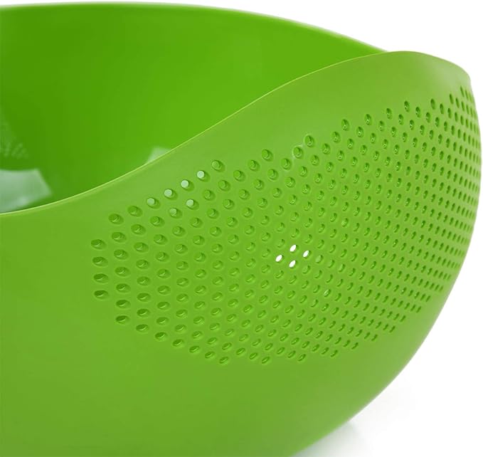 Mintra Home Rice Colander (Green) - Strainer, Lightweight, for cleaning rice, beans, fruit and vegetables 9.5x13x7