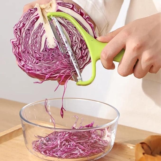 2PC Green Cabbage Shredder,Vegetable Cutter Cabbage Slicer,Stainless Steel Fruit Vegetable Potato Peeler Cabbage Graters Kitchen Must Have for Home Restaurants 18 * 12cm