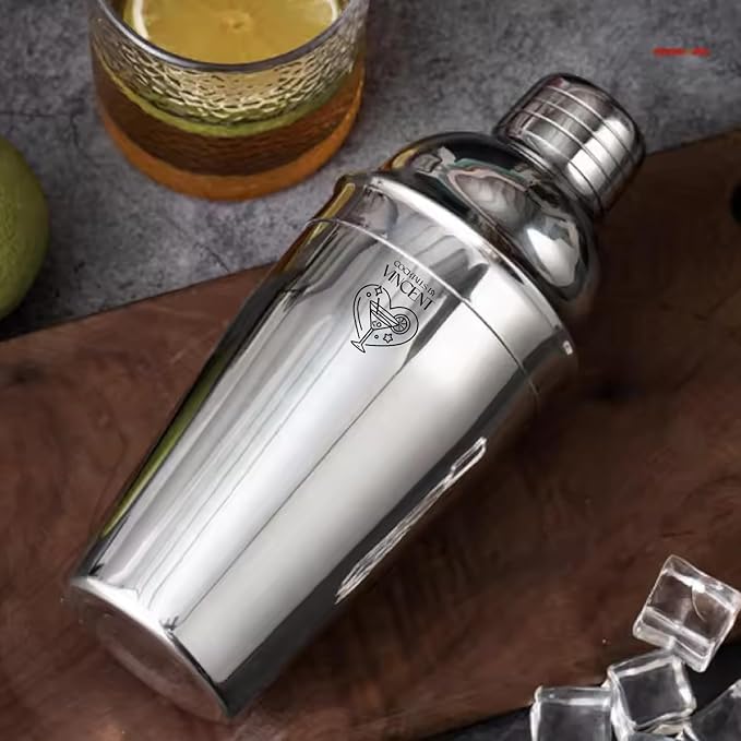 Personalized 24oz Cocktail Shaker Set, Custom Engraved Stainless Steel Martini Shaker with Measuring Jigger & Mixing Spoon, Professional Bar Tools Gift for Bartenders, Cocktail Enthusiasts & Beginners