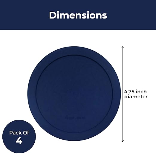 Wood Grip - Lids for Pyrex and Anchor Round Glass Containers - Lids for Pyrex Glass Containers - Replacement Lids (Blue, 4 Cups, 4 Pack)